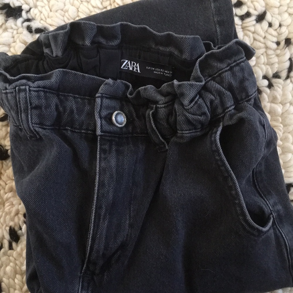 Zara Paperbag Jean in faded black